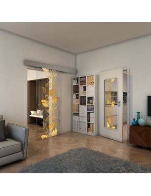 Glasschiebetür ECO-LINE - Fineprint Model 086 Gold auf Klarglas