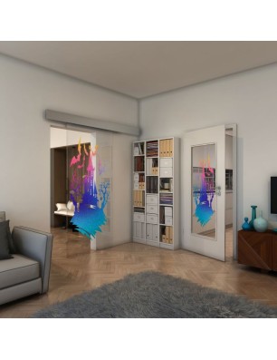 Glasschiebetür ECO-LINE - Fineprint Model 114 Verlauf auf Klarglas