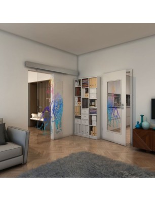 Glasschiebetür ECO-LINE - Fineprint Model 117 Verlauf auf Klarglas