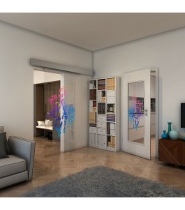 Glasschiebetür ECO-LINE - Fineprint Model 118 Verlauf auf Klarglas