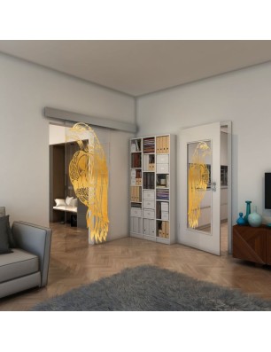 Glasschiebetür ECO-LINE - Fineprint Model 122 Gold auf Klarglas