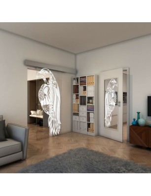 Glasschiebetür ECO-LINE - Fineprint Model 122 Weiss auf Klarglas