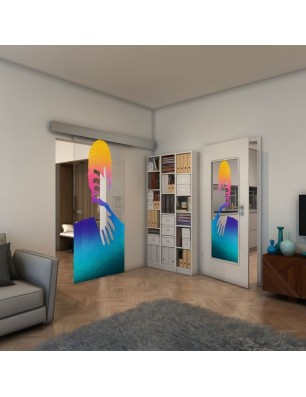 Glasschiebetür ECO-LINE - Fineprint Model 124 Verlauf auf Klarglas