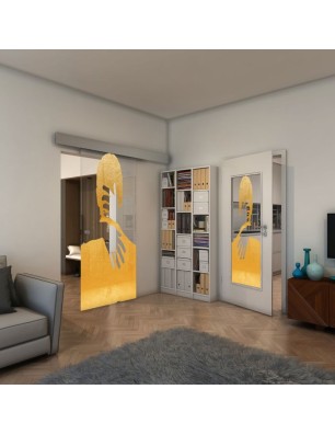 Glasschiebetür ECO-LINE - Fineprint Model 124 Gold auf Klarglas