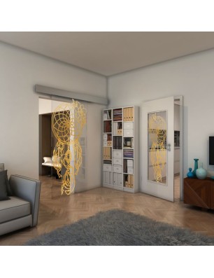 Glasschiebetür ECO-LINE - Fineprint Model 125 Gold auf Klarglas