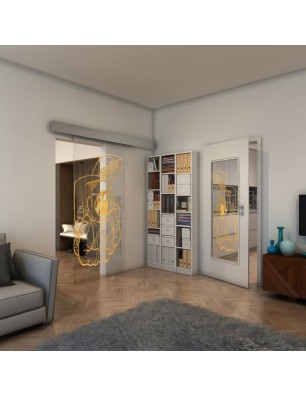 Glasschiebetür ECO-LINE - Fineprint Model 126 Gold auf Klarglas