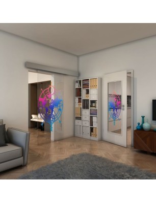 Glasschiebetür ECO-LINE - Fineprint Model 127 Verlauf auf Klarglas