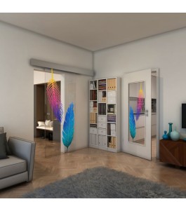 Glasschiebetür ECO-LINE - Fineprint Model 129 Verlauf auf Klarglas