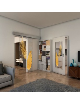 Glasschiebetür ECO-LINE - Fineprint Model 129 Gold auf Klarglas