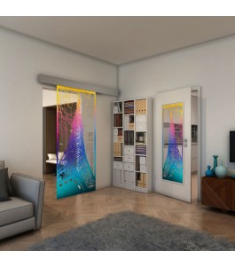Glasschiebetür ECO-LINE - Fineprint Model 132 Verlauf auf Klarglas