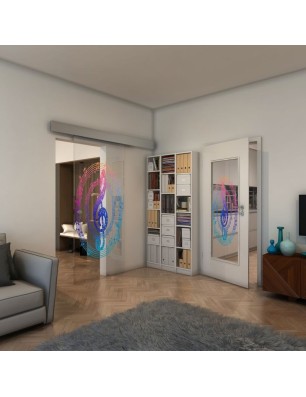 Glasschiebetür ECO-LINE - Fineprint Model 134 Verlauf auf Klarglas