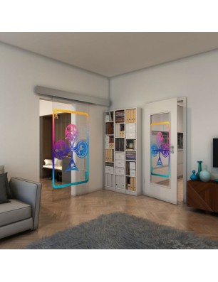 Glasschiebetür ECO-LINE - Fineprint Model 135 Verlauf auf Klarglas