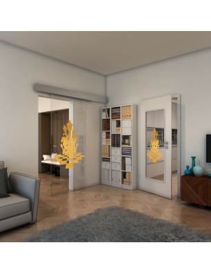 Glasschiebetür ECO-LINE - Fineprint Model 136 Gold auf Klarglas