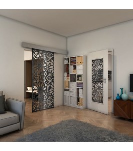 Glasschiebetür ECO-LINE - Fineprint Model 145 Schwarz auf Klarglas