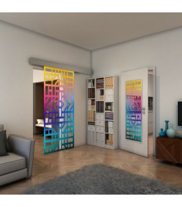 Glasschiebetür ECO-LINE - Fineprint Model 152 Verlauf auf Klarglas