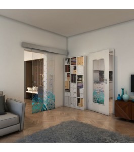 Glasschiebetür ECO-LINE - Fineprint Model 155 Verlauf auf Klarglas