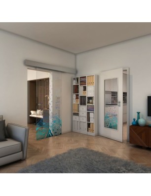 Glasschiebetür ECO-LINE - Fineprint Model 155 Verlauf auf Klarglas