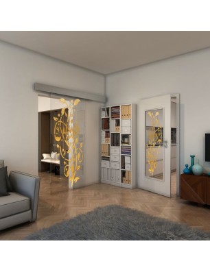 Glasschiebetür ECO-LINE - Fineprint Model 166 Gold auf Klarglas