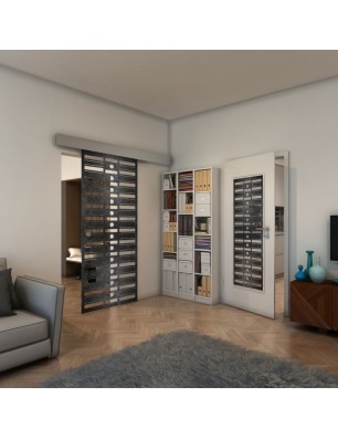 Glasschiebetür ECO-LINE - Fineprint Model 174 Schwarz auf Klarglas