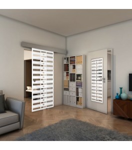 Glasschiebetür ECO-LINE - Fineprint Model 174 Weiss auf Klarglas