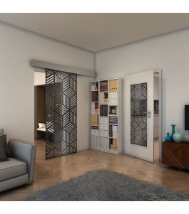 Glasschiebetür ECO-LINE - Fineprint Model 179 Schwarz auf Klarglas