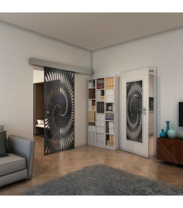 Glasschiebetür ECO-LINE - Fineprint Model 197 Schwarz auf Klarglas