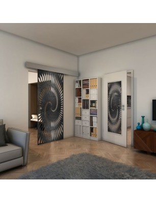 Glasschiebetür ECO-LINE - Fineprint Model 197 Schwarz auf Klarglas