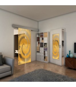Glasschiebetür ECO-LINE - Fineprint Model 197 Gold auf Klarglas