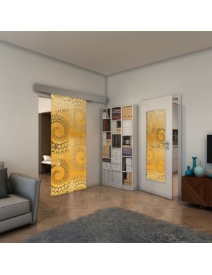 Glasschiebetür ECO-LINE - Fineprint Model 198 Gold auf Klarglas