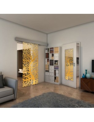 Glasschiebetür ECO-LINE - Fineprint Model 202 Gold auf Klarglas