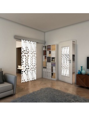 Glasschiebetür ECO-LINE - Fineprint Model 203 Weiss auf Klarglas