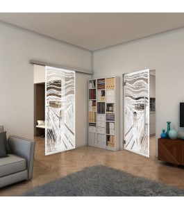 Pendeltür - Fineprint Model 133 Weiss auf Klarglas