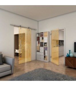 Ganzglastür - Fineprint Model 011 Gold auf Klarglas