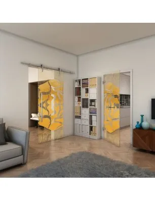 Ganzglastür - Fineprint Model 031 Gold auf Klarglas