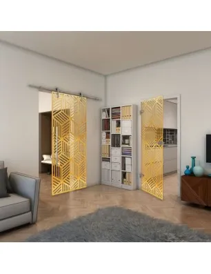 Ganzglastür - Fineprint Model 179 Gold auf Klarglas