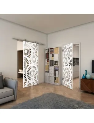 Ganzglastür - Fineprint Model 191 Weiss auf Klarglas