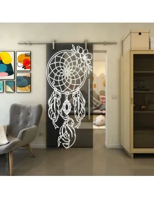 Glasschiebetür PIPE-LINE - Fineprint Model 125 Weiss auf Grauglas