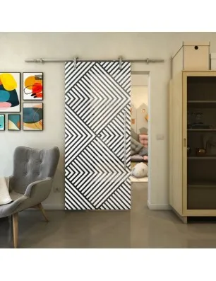 Glasschiebetür PIPE-LINE - Fineprint Model 140 Weiss auf Grauglas