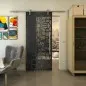 Glasschiebetür PIPE-LINE - Fineprint Modell 150 Schwarz auf Grauglas