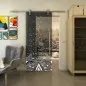 Glasschiebetür PIPE-LINE - Fineprint Modell 155 Weiss auf Grauglas