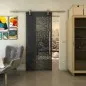Glasschiebetür PIPE-LINE - Fineprint Modell 161 Schwarz auf Grauglas