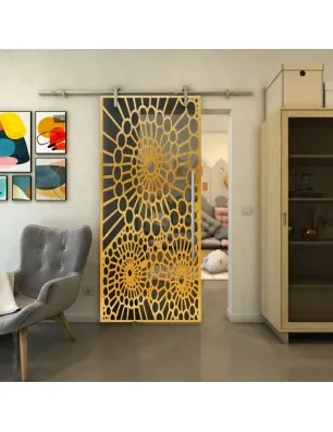 Glasschiebetür PIPE-LINE - Fineprint Model 188 Gold auf Grauglas