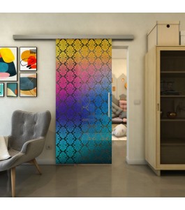 Glasschiebetür SLIM-LINE - Fineprint Model 001 Verlauf auf Grauglas