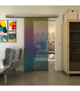 Glasschiebetür SLIM-LINE - Fineprint Model 002 Verlauf auf Grauglas