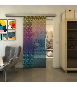 Glasschiebetür SLIM-LINE - Fineprint Model 003 Verlauf auf Grauglas