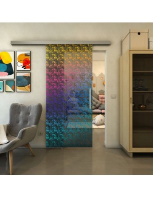 Glasschiebetür SLIM-LINE - Fineprint Model 003 Verlauf auf Grauglas