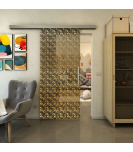 Glasschiebetür SLIM-LINE - Fineprint Model 003 Gold auf Grauglas