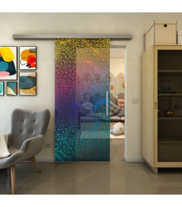 Glasschiebetür SLIM-LINE - Fineprint Model 008 Verlauf auf Grauglas