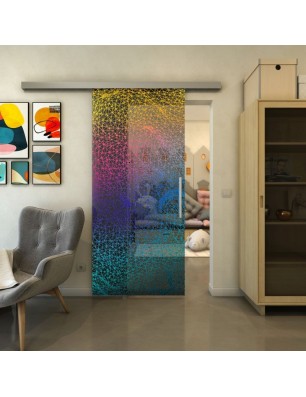 Glasschiebetür SLIM-LINE - Fineprint Model 008 Verlauf auf Grauglas