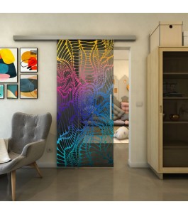 Glasschiebetür SLIM-LINE - Fineprint Model 012 Verlauf auf Grauglas